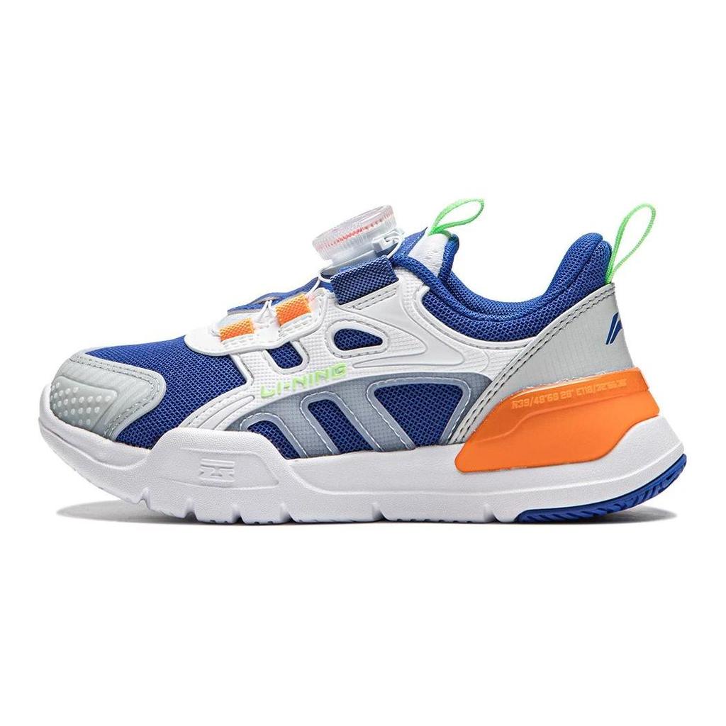 Li Ning Kids Shield Sports Trend Slip Resistant Shock Absorbing Lightweight Low Top Casual Shoes Kids Casual Shoes Blue White YKNU016-7