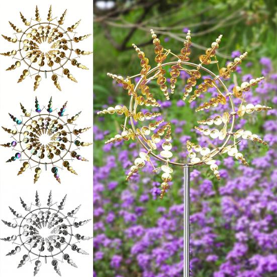 Kinetic Wind Spinner Colorful Metal Wind-Driven Kinetic Spinner Outdoor Kinetic Wind Sculpture Assembly Required for Garden Backyard Lawn Decoration