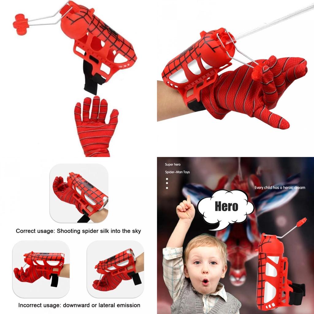 Spinnenseide Shooter Spielzeughandschuhe für Kinder Halloween Rollenspiel mit Seidensprühfunktion