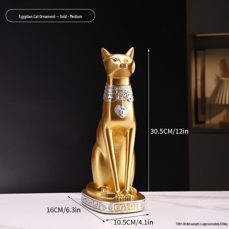Figurina Esotica di Gatto Egiziano in Resina per Arredamento Casa o Caffetteria