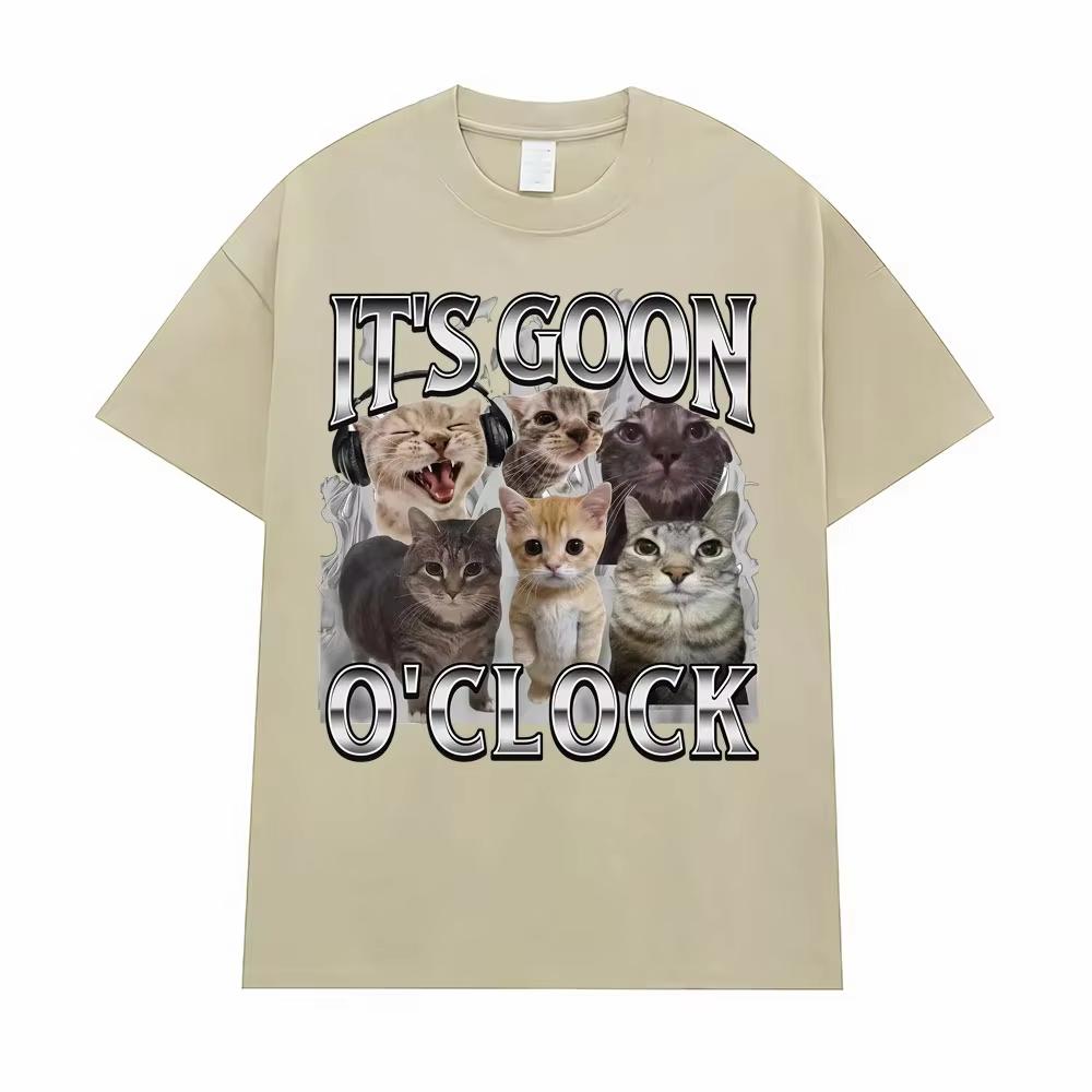 È l'Ora del Gatto Divertente Carino Meme Gatto Grafica Maglietta Unisex Abbigliamento Donna Moda Kawaii Maglietta Uomo Top Estivi Maglietta in Cotone