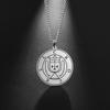 LIKGREAT Lesser Key of King Solomon Occult Sigil 72 Demon Charm Medalion Necklace for Men Women Stainless Steel Magic Talisman