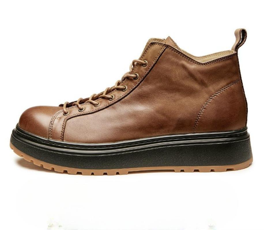 Bo Wei Leather Black High-Top Martin Boots Men'S British Trend Versatile Leather Shoes Handsome Tooling Chelsea Boots