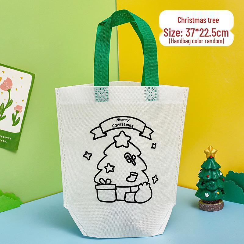 DIY Christmas Coloring Tote Bag for Kids – Non-Woven Graffiti Gift Bag