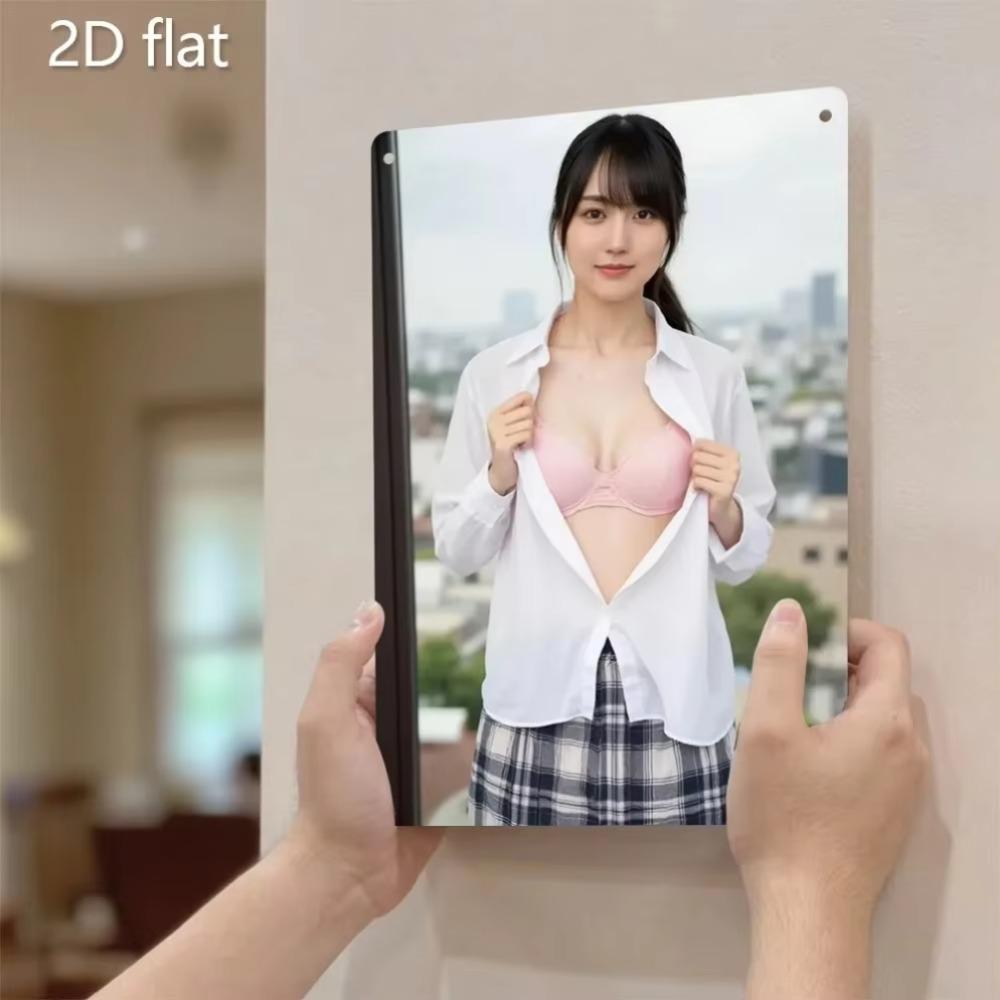 Vintage Metal Tin Sign 2D Female Balcony Wall Art Weatherproof Home Garden Decor 20x30cm