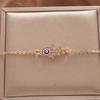 Ladies Titanium Steel Hand Shape Devil's Blue Pupil Crystal Bracelet Jewelry