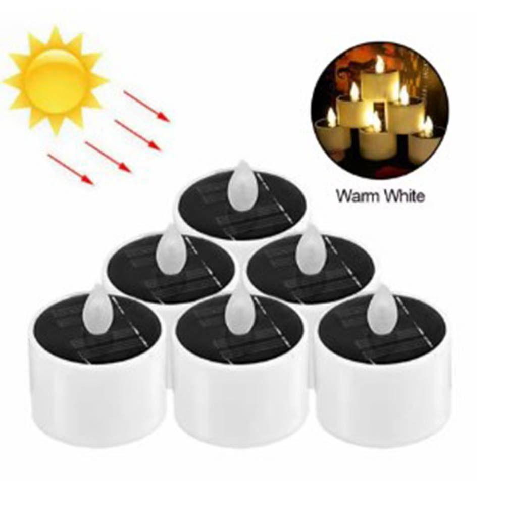 6pcs Romantic LED Candle  Lamp Waterproof Terrace Lamp Creative Solar Tea Lights  Halloween Festival