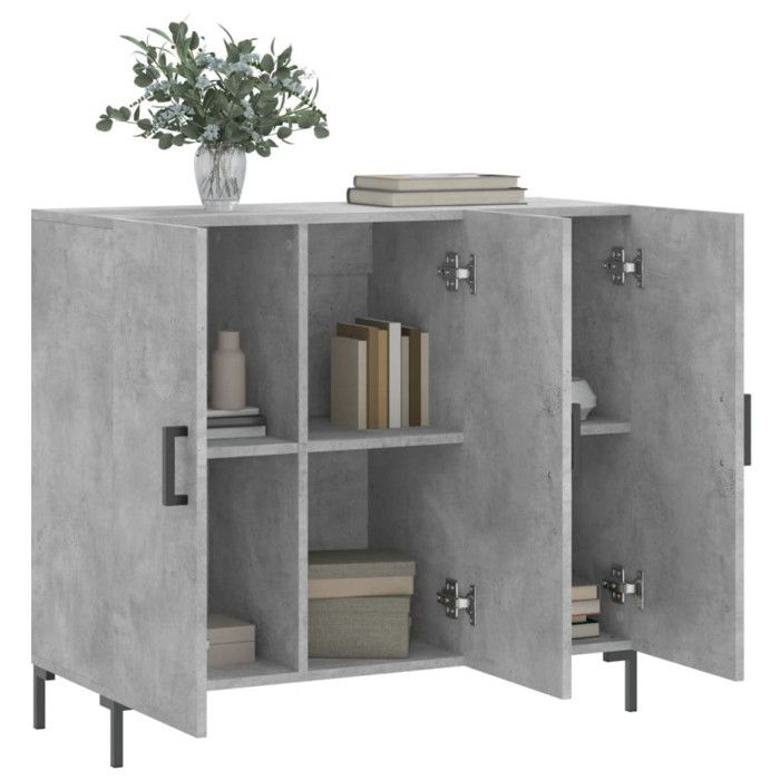 VidaXL Buffet gris béton 90x34x80 cm bois d'ingénierie 828112