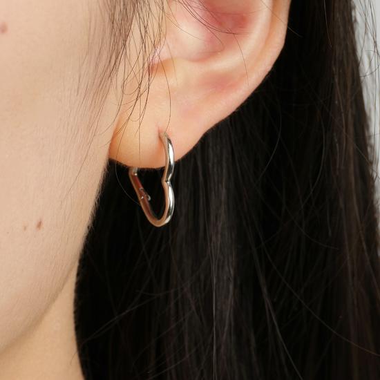 Stainless Steel Heart Hoop & Triangle Earrings with Five-Pointed Studs - Elegant Stackable Design