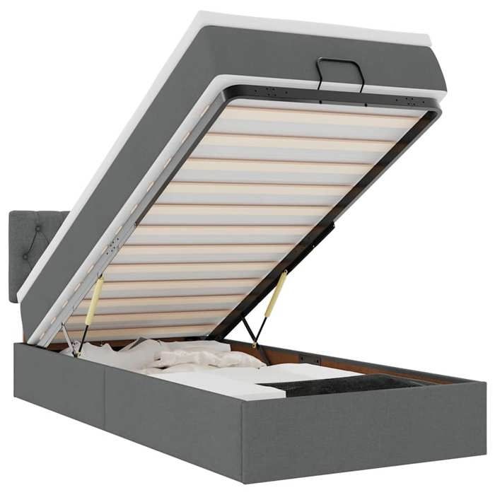 VidaXL Lit ottoman avec matelas et LED gris foncé 80x200cm tissu lit rembourré 3312347