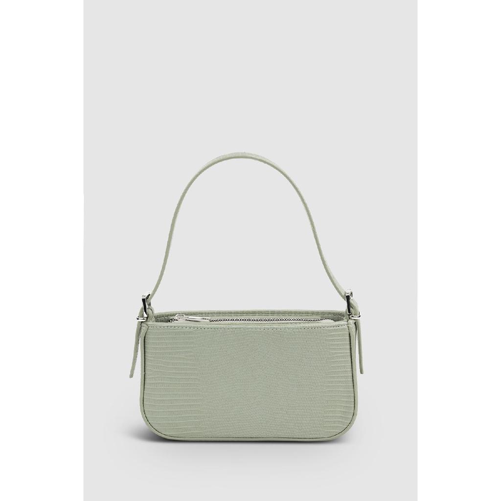 Women's Neon Green Buckle Adjustable Strap Baguette Bag 208