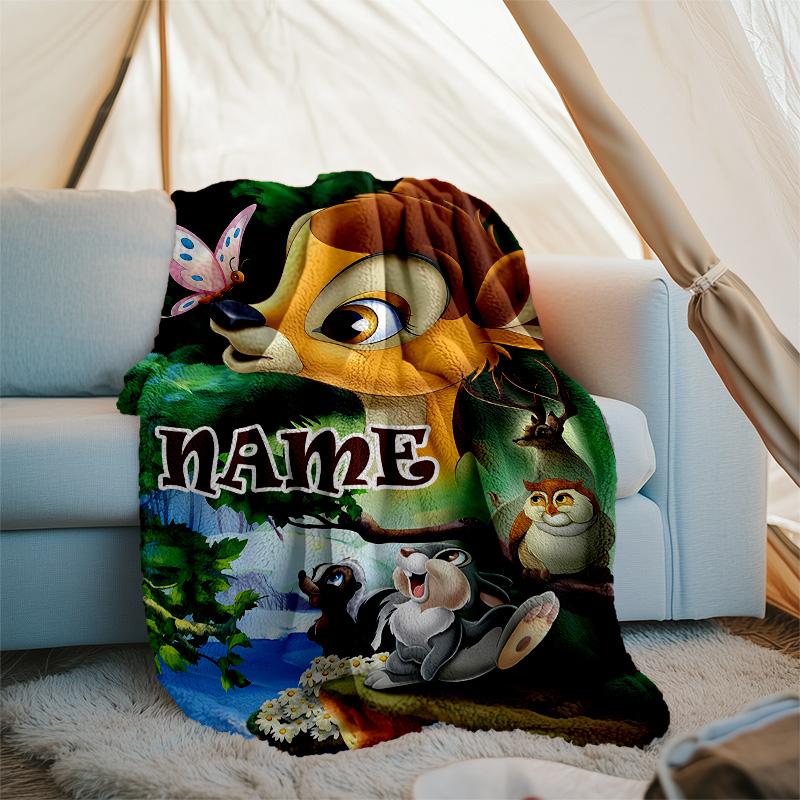 Customizable Bambi Throw Blanket – Personalized Name, All-Season Cozy Snug Blanket, Machine Washable, Personalized Blanket