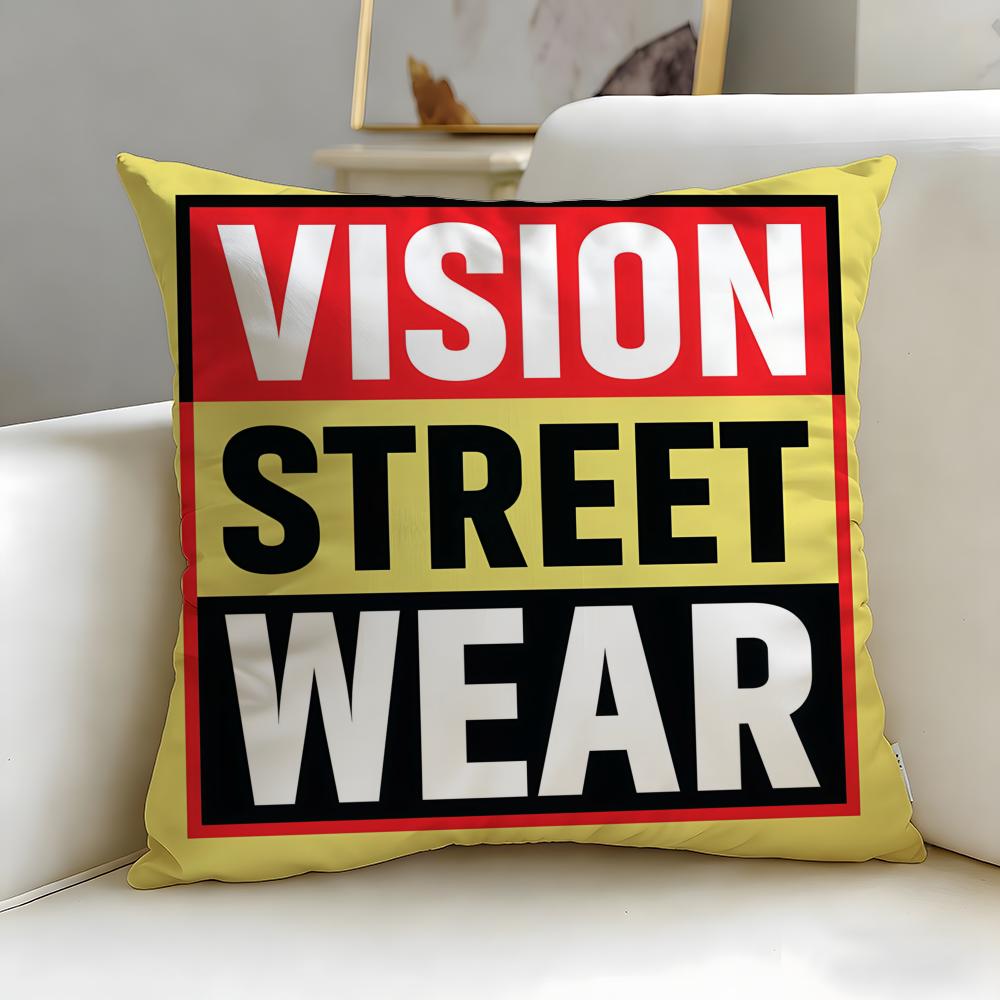 classic skate brand Vision Street Wear Cushion Cover Soft & Easy-Wash Pillow Case – Versatile for Couch, Bed, Travel and Office