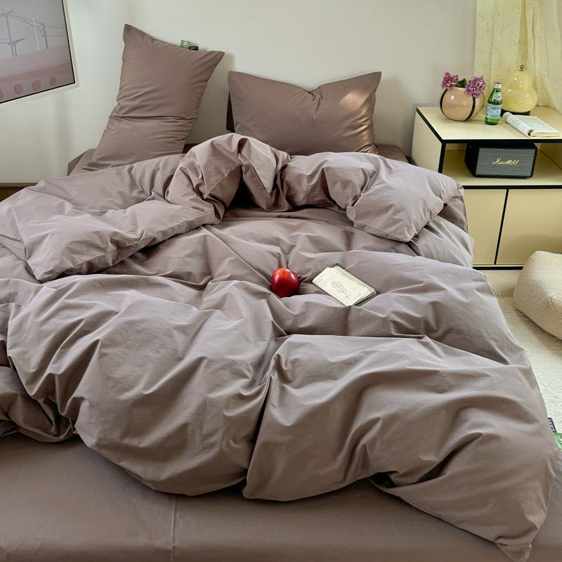 Class A Maternal And Infant Grade Ultra-Soft Double-Color Washed Cotton 4Pcs Set, Bed Sheet Quilt Cover, Student Dormitory 3Pcs Set, Bed Hat Factory