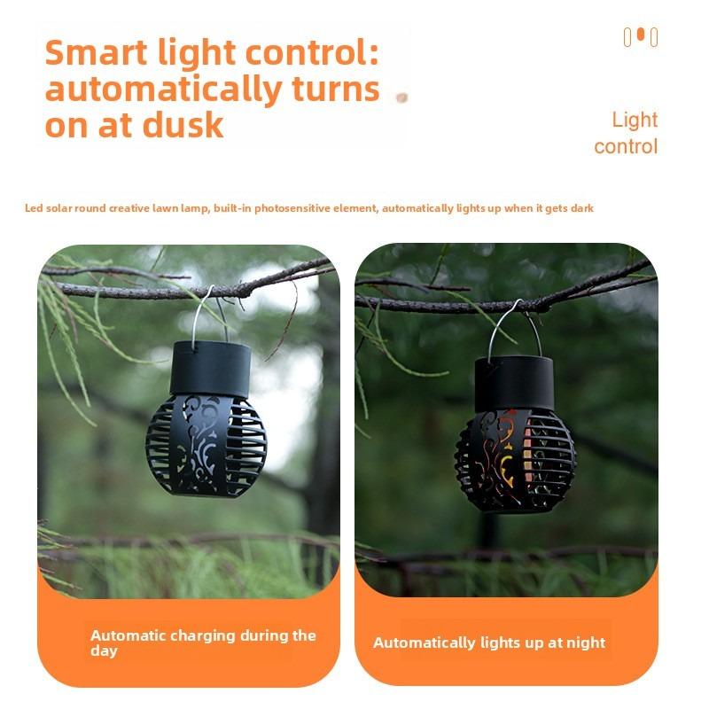 Solar Flame Small Hanging Ball Outdoor Waterproof Wall Lamp for Christmas Decoration