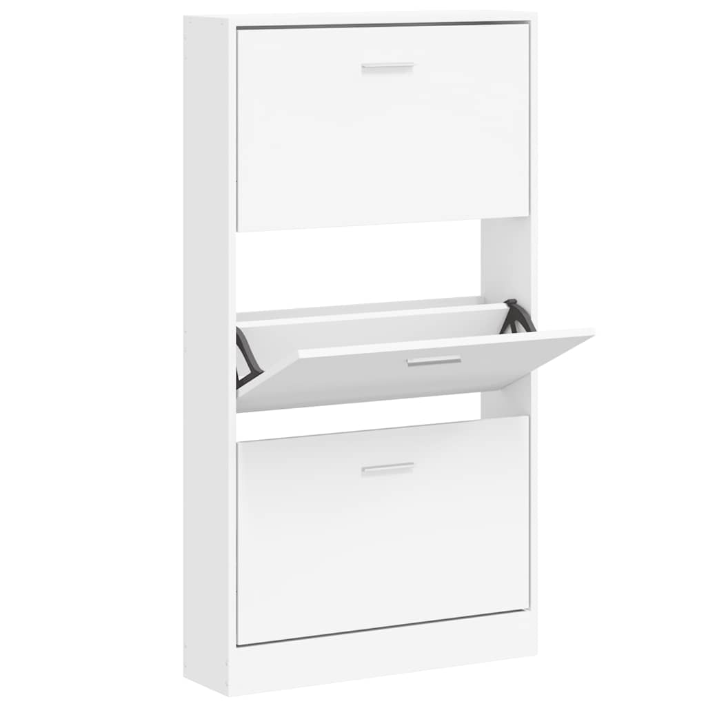 Shoe Cabinet White 59 x 17 x 108 cm Engineered Wood