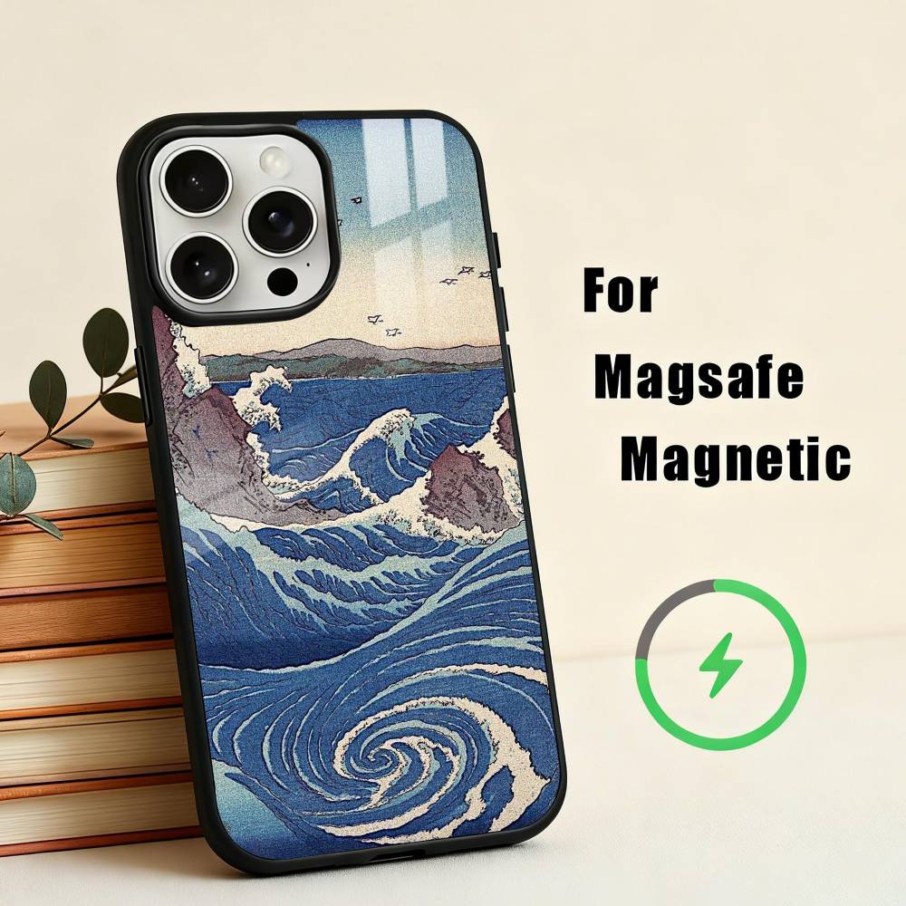 J-Japan Ukiyo-e S-Samurai Sea Phone Case For iPhone 17,16,15,14,13,12,Plus,Pro,Max for Magsafe Magnetic Wireless Charging