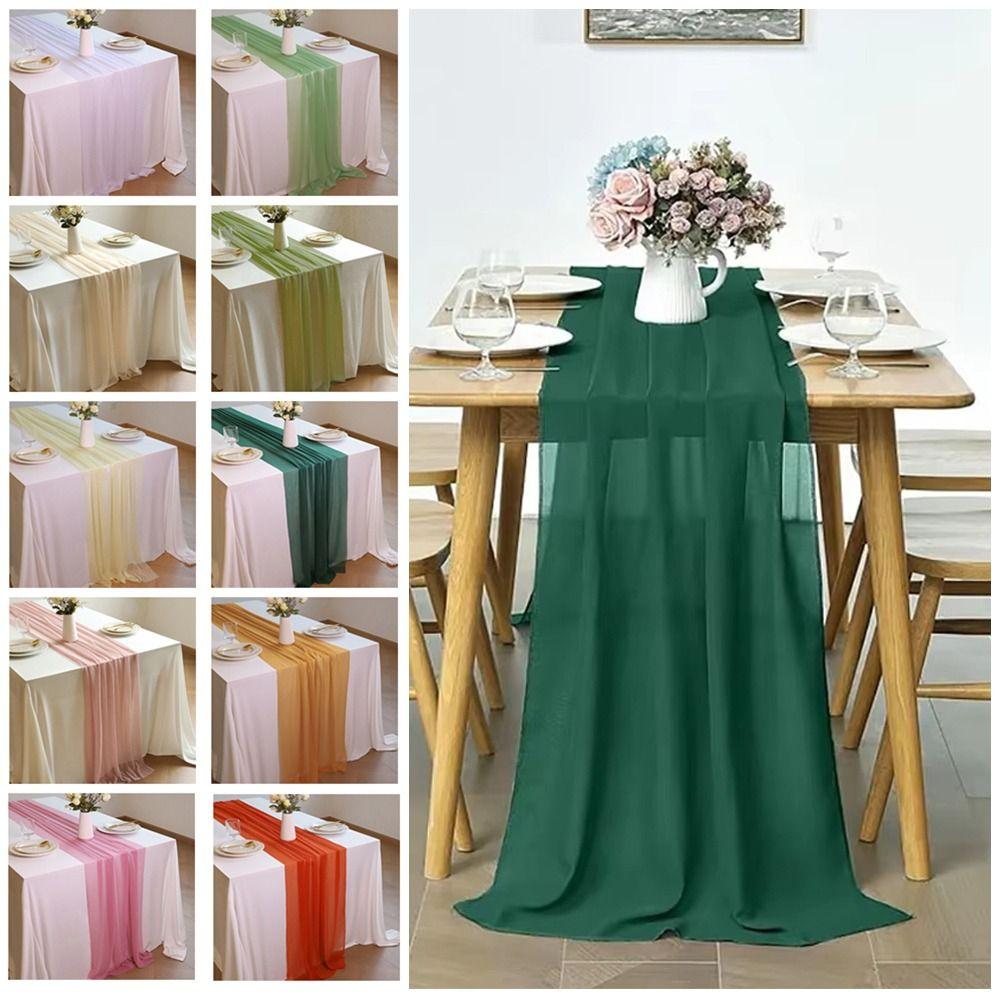 Reusable Sheer Chiffon Table Runner Chiffon Solid Color Chiffon Table Runner Soft Sheer Fabric Wedding Table Runner
