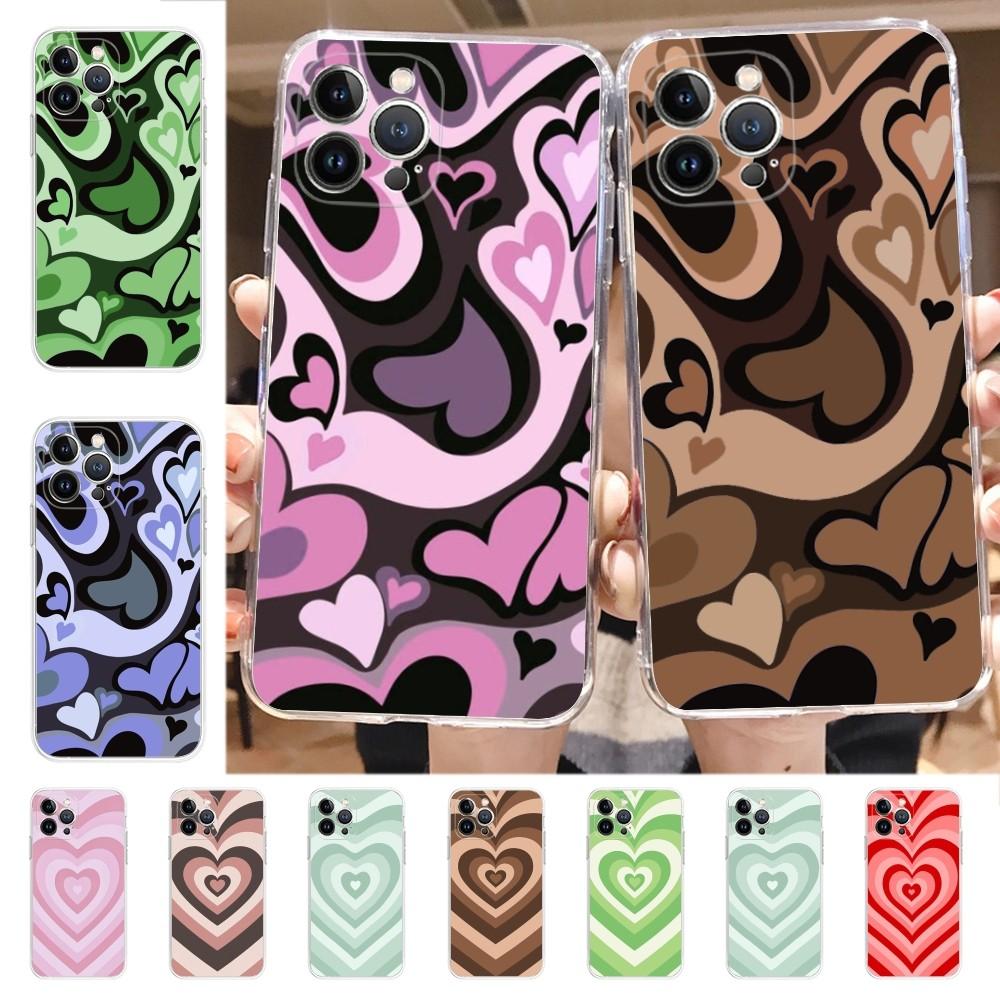 Heart Circle Phone Case for iPhone 16 15 8 7 6 6S Plus X SE XR XS 14 11 12 13 Mini Pro Max Mobile Case