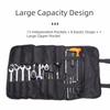 Canvas Material Roll Up Tool Bag Zipped Compartments Hanging Tool Organizer  Tool Storage