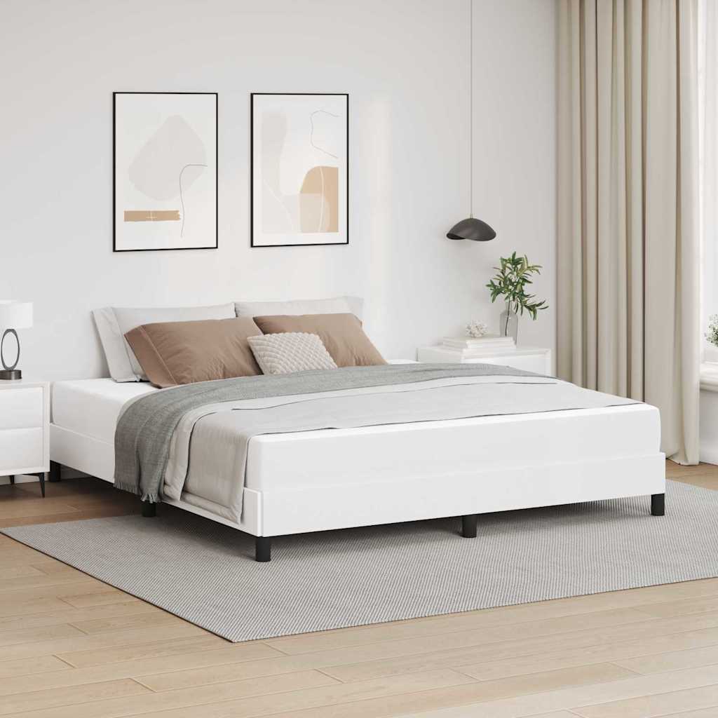 Bed Frame with Mattress Pure White 180 x 200 cm Fabric