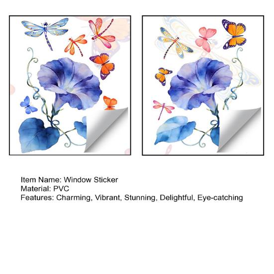 Spring Floral Window Clings Morning Glory Butterfly Dragonfly Static Glass Decals Reusable Sticker for Home Office Glass Doors Windows