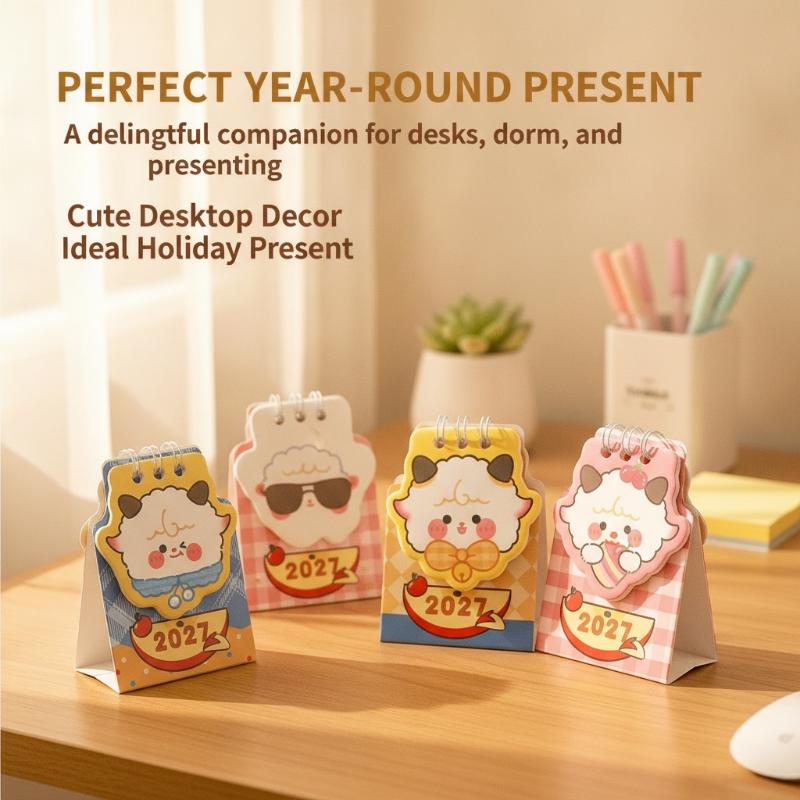 2027 Year Desk Calendar Cute Lamb Cartoon The Sheep Table Calendar Daily Check In Planner Student Small Gift