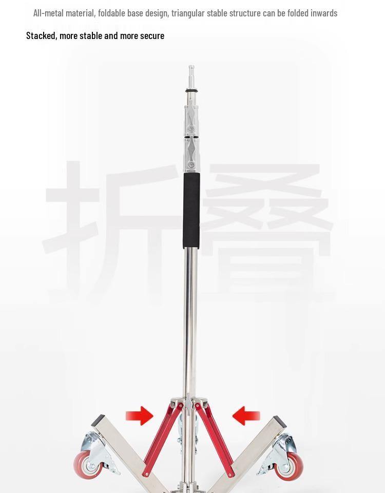 Ambitful AS-300 Heavy-Duty Stainless Steel Photography Light Stand with Thickened Base and Horizontal Arm