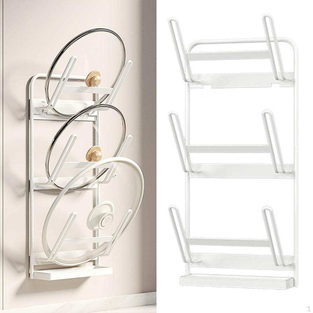 Glass or Metal Pan Cover Holder Carbon Steel Pot Lid Storage Rack for