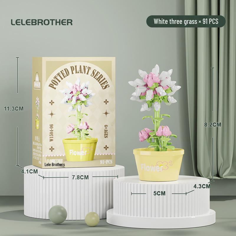 Preserved Flower Bonsai & Rose Succulent Building Blocks - Compatible with LEGO