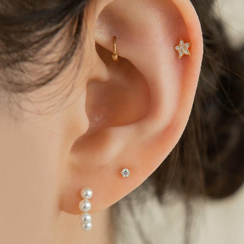 LUNNE 14k Pressed Star Cubic Piercing (14k Gold) (Bar Thickness 1mm) S05