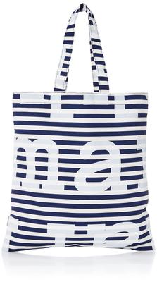 Tote Bag 091176 Huopakeltano Tasaraita Logo Bag DARK [Marimekko] Women's BLUE/OFFWHITE [Item]