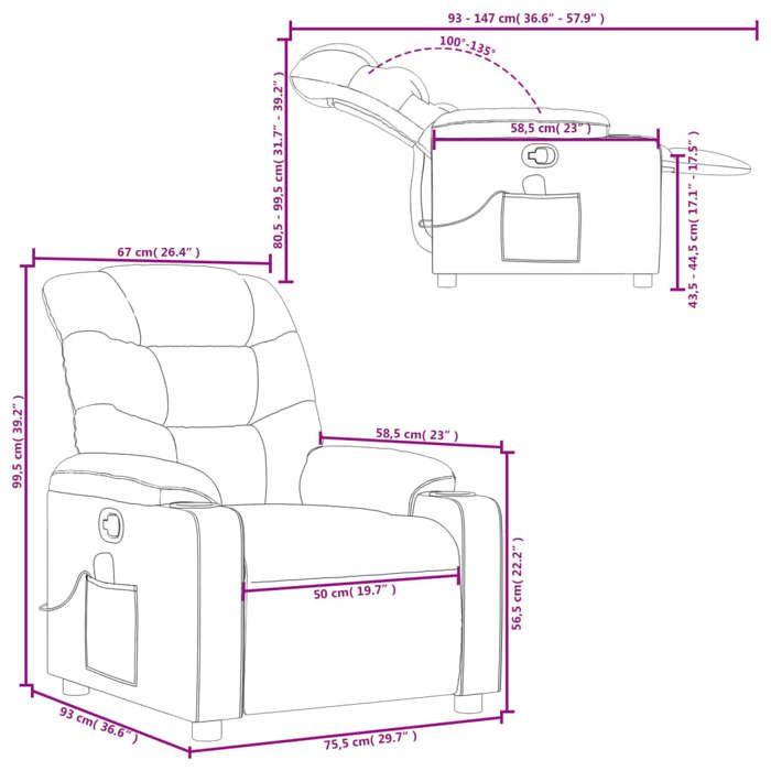 VidaXL Reclining Massage Armchair, Chair with Footrest, Seat with Backrest and Armrests Living Room, Modern, 374143