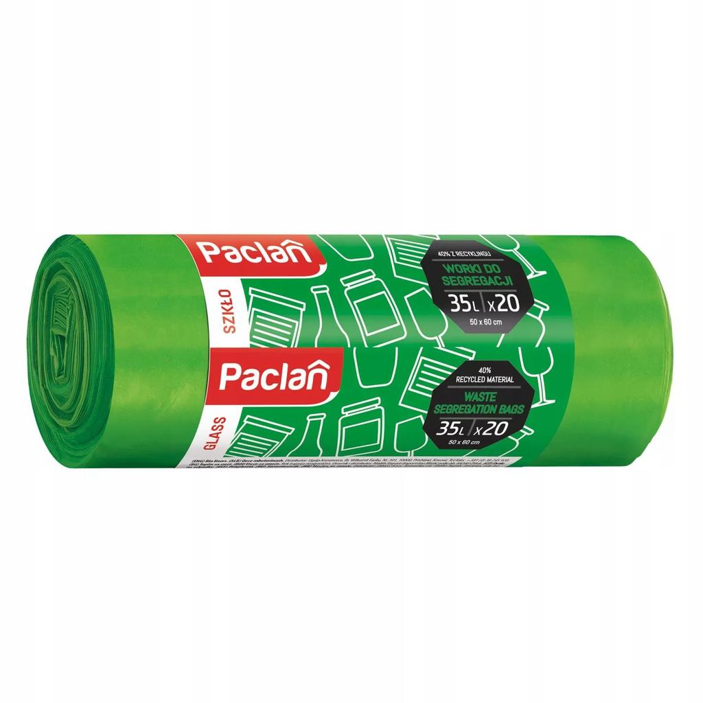 Worki na śmieci paclan 35l 20szt 139390 zielone