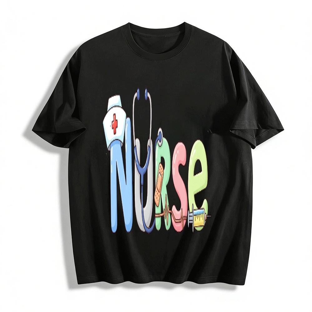 Fun Nurse Themed Print Casual T-Shirt Pure cotton T-shirt XXS
