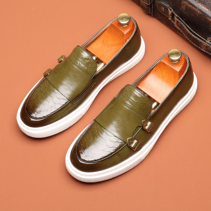 Fashion loafers men's trend one-pedal men's shoes casual leather shoes British style foot glove breathable board shoes