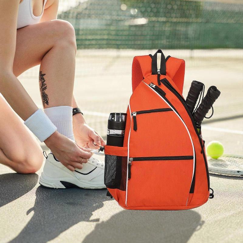 Sports Pickleball Bag Pickleball Backpack Tennis Bag Crossbody Sling Bag Pickleball Paddle Bag for Pickleball Equipment Orange Color