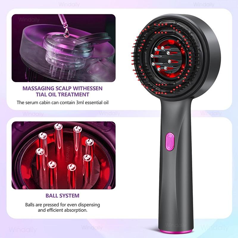 3 in 1 Red Light Therapy Head Massage Comb Hair Oil Applicator Waterproof Hair Growth Vibration Electric Scalp Massager Brush