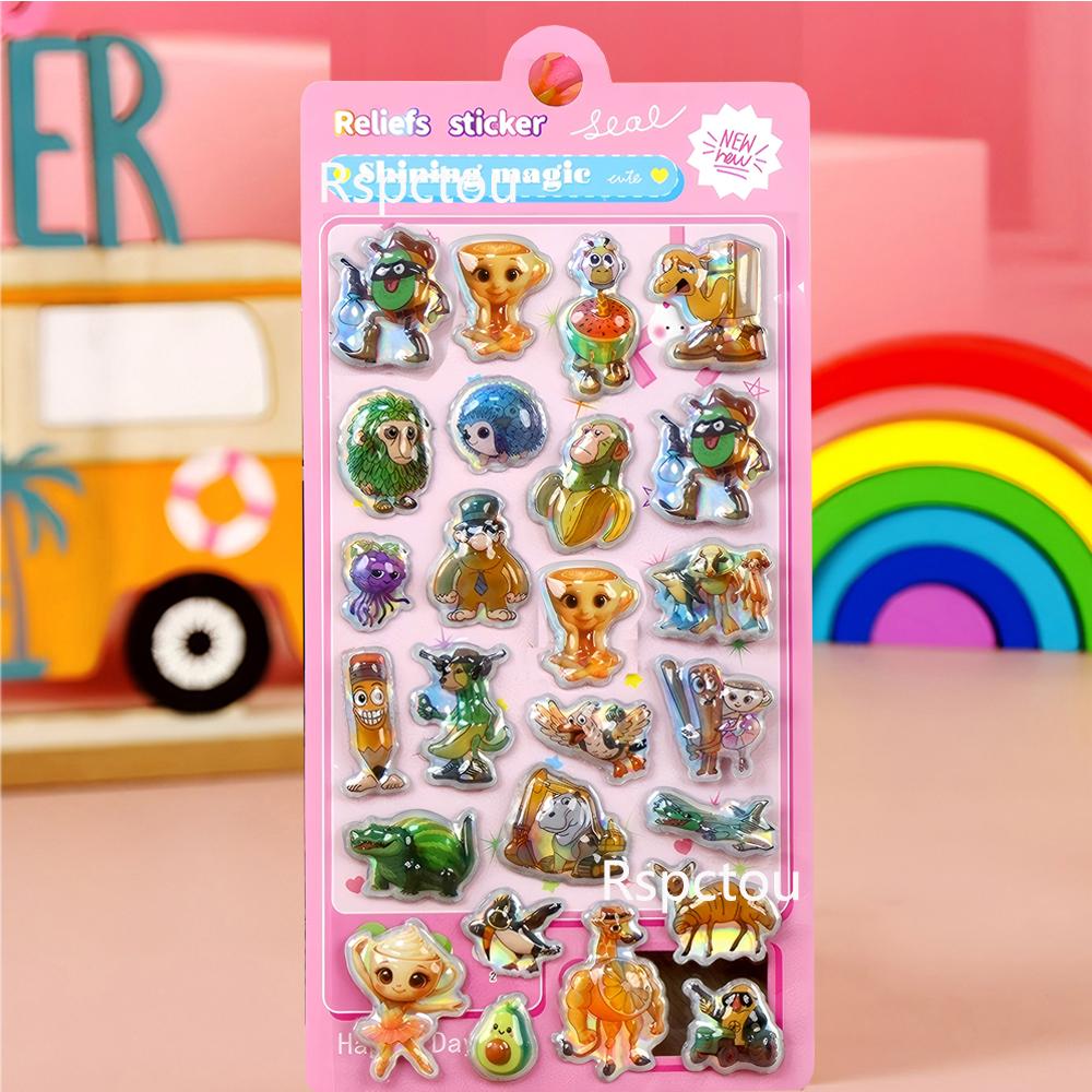 Funny Italian Brainrot Bubble Stickers Tung Tung Tung Sahur 3D Decals Toy Waterproof Cute Animal Sticker DIY Phone Diary