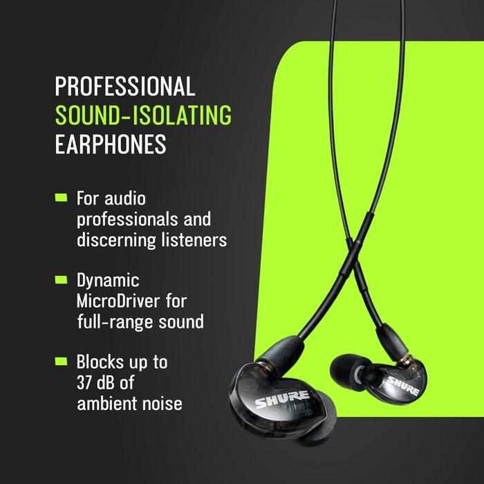 Shure Earphone SE Series SE215 In-Ear High Isolation Clear SE215-CL-J Black (1 Pair)