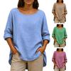 Women Tops Round Neck Long Sleeve Loose Fit Casual Blouse Breathable Soft