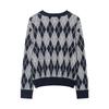 European and American style, new women's clothing, foreign style fashionable rhombus knitted sweater 2142/227/055