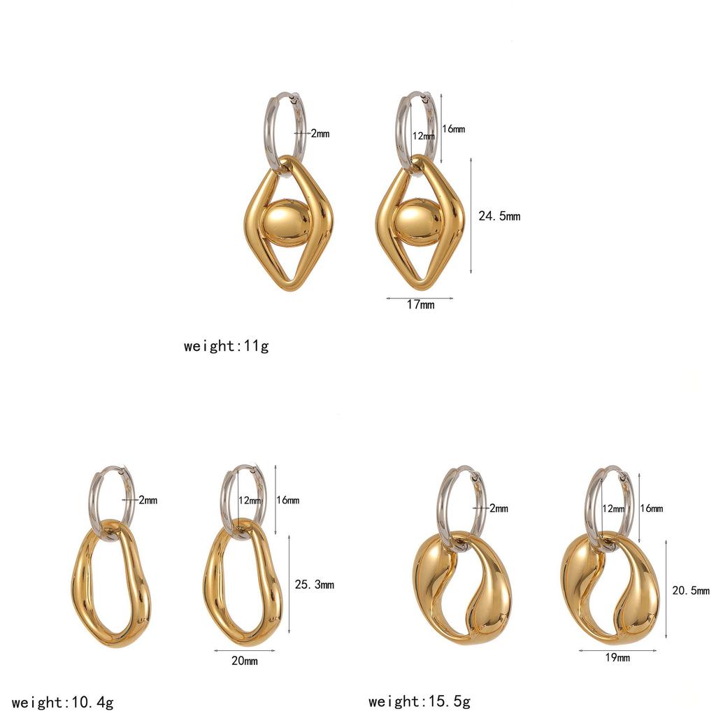 Geometric Stainless Steel Hoop Earrings For Women Summer Fashion Jewelry