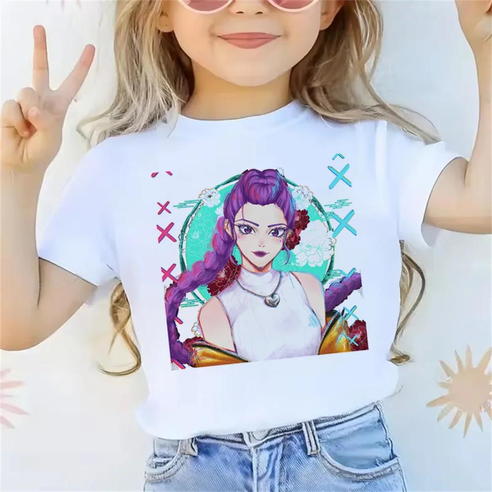 Movie KPop Demon Hunters T-shirt Summer Short Sleeve Tee for Casual Loose Girl Boy Cotton Printed Tops