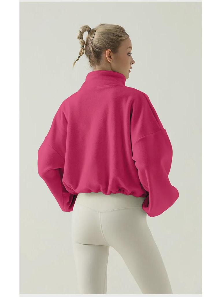 Velvet-Enhanced Stand Collar Sports Jacket: Warm, Thickened, and Perfect for Outdoor Fitness and Running in Autumn and Winter