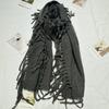 New Solid Color Tassel Imitation Cashmere Scarf on Both Sides for Women Autumn and Winter Versatile Shawl High End Winter Warm Thickened Scarf
