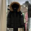 New Big Fur Collar Down Jacket Women's Medium and Long Loose Thickened Hooded Tooling Pie To Overcome Couple's Coat