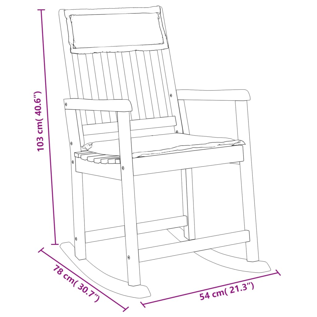 Rocking Chair with Cushions Solid Acacia Wood