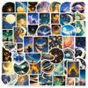 50PCS Creative Black Starry Sky Theme Waterproof Stationery Decorative Stickers