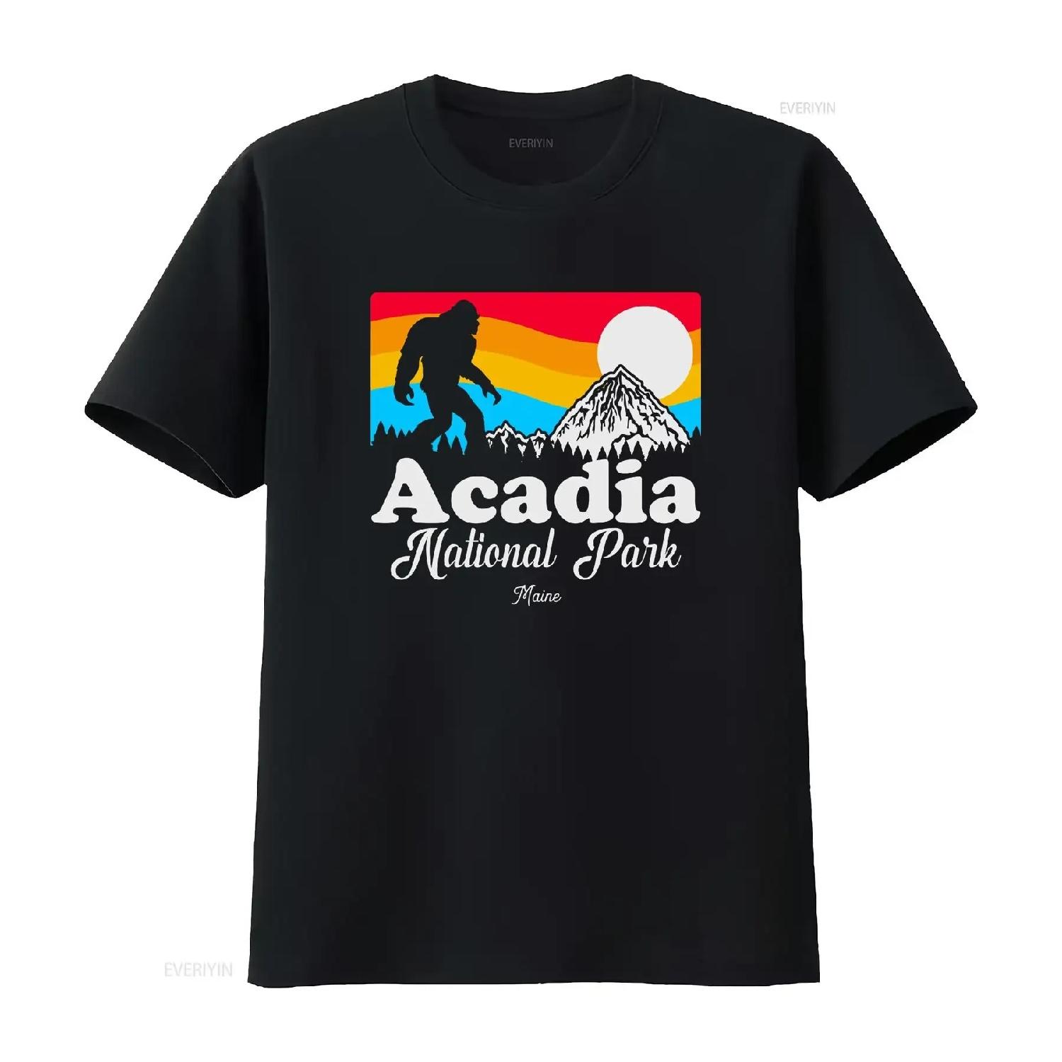 

Acadia Park T Shirt Camping Hiking National family trip vacation vintage Washed Breathable streetwear graphic XXXXXL чорний
